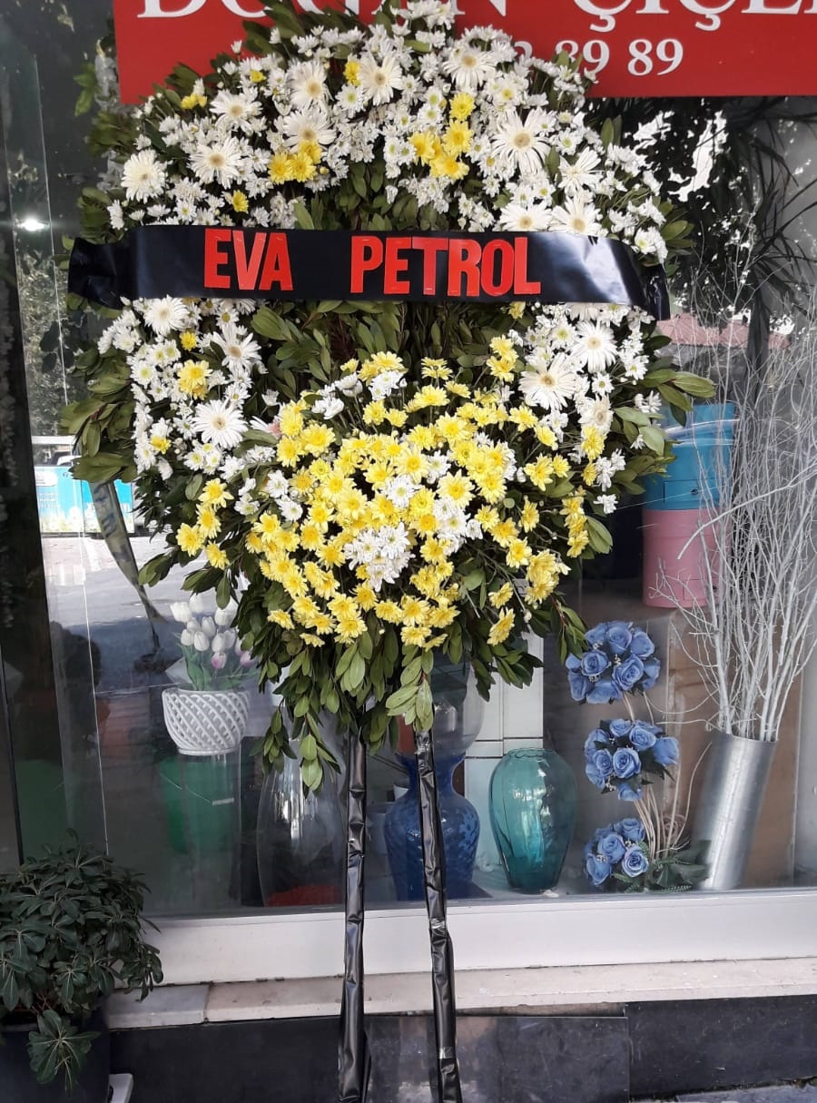 Sar beyaz papatya cenaze elengi